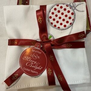 Lenox Festive Red and White Cocktail Napkins